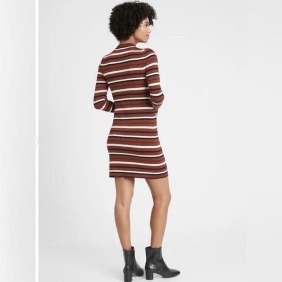 Banana Republic striped turtleneck cotton stretch long sleeve dress size Large - Picture 2 of 8